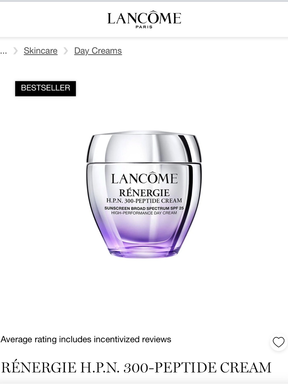 Lancôme Rénergie H.P.N. 300 Peptide Cream – brand new in original pkg ship FREE